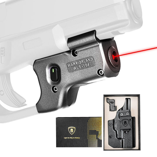 WARRIORLAND WLS-104 Laser Sight Designed to fit Glock 17/19/19X/23/31/32/44/45, Red Laser Sight with Power Indicator, Custom-made Kydex Holster Included, Windage and Elevation Adjustment WARRIORLAND