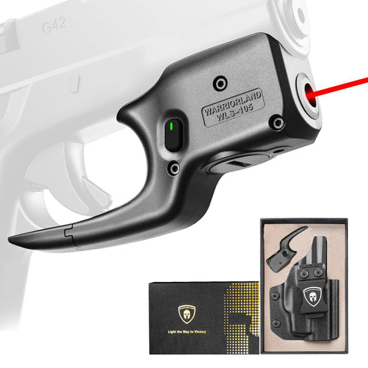 Red Laser Sight Designed to Fit Glock G42 with Holster Combo, Red Beam Sight with Power Indicator, Custom-Made IWB Kydex Holster Right Hand, Windage and Elevation Adjustment, WLS-105|WARRIORLAND WARRIORLAND