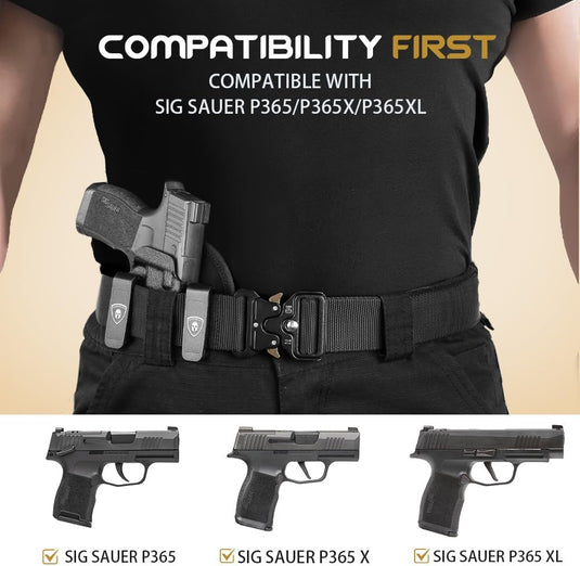 WARRIORLAND Hybrid Kydex & Nylon Holster, Optional for Sig Sauer P365 / P365X / P365XL, Optics Cut & Open Muzzle, Concealed Carry WARRIORLAND