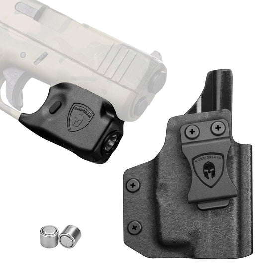 Mini Gun Light with Kydex Holster Custom Molded for Glock 43 / Glock 43X LED Tactical Pistol Handgun Flashlight | WARRIORLAND WARRIORLAND