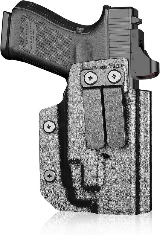 IWB Kydex Holster for Glock 19 with TLR7/ TLR7A, Fit Glock 17/19 Gen 3-5, 23/32 Gen 3-4 & 19X/ 44/45, Inside Waistband Conceal Carry, Optic Cut, Adj. Cant & Retention, Right Hand WARRIORLAND