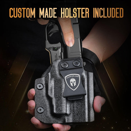 Green Laser Sight Designed to Fit Glock 43X MOS with Holster Combo, Green Beam Sight with Power Indicator, Custom-Made IWB Kydex Right Hand Holster, WLS-100G w/ G43X MOS Holster|WARRIORLAND WARRIORLAND