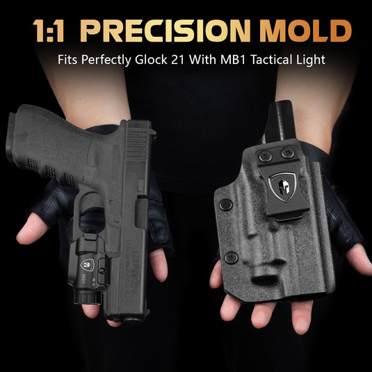 WARRIORLAND MB1 500 Lumens Portable Universal Rail Mounted Weapon Light -Red Laser & White LED Combo with Fit for G21 Kydex Holster-Three Operation Modes & Power Indicator MB1w/G21 Holster WARRIORLAND