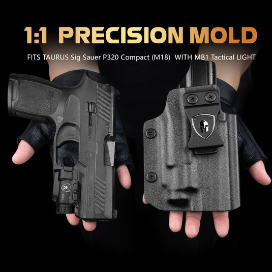 WARRIORLAND MB1 500 Lumens Portable Universal Rail Mounted Weapon Light-Red Laser & White LED Combo with Sig P320 Compact M18 Kydex Holster-Three Operation Modes & Power Indicator MB1w/P320 M18 WARRIORLAND