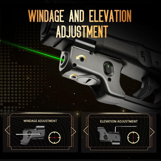 Green Laser Sight WLS-104G and Kydex Holster Combo Tailored Fit Glock 17/19/19X/23/31/32/44/45, Ultra Compact G19 Beam Sight, Gun Sight with Ambidextrous On/Off Switch & Power Indicator|WARRIORLAND WARRIORLAND
