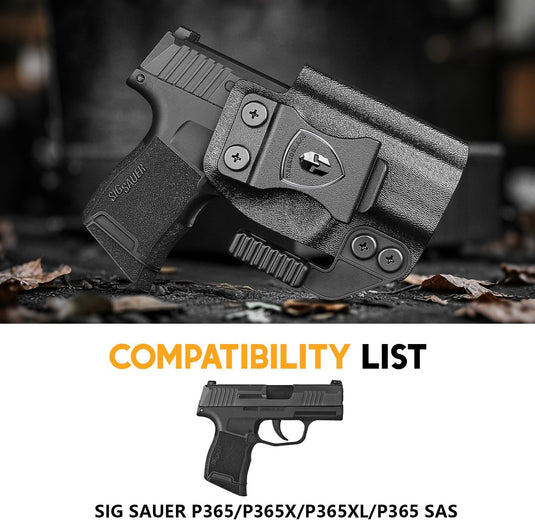 WARRIORLAND IWB Kydex Holster Compatible with Sig P365/ P365X/ P365XL/ P365 SAS, Inside Waistband Appendix Conceal Carry, with Claw & Adj. Retention & Cant, Right Hand WARRIORLAND