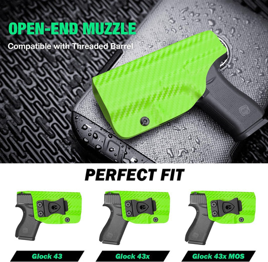 Glock 43 IWB Carbon Fiber Kydex Holster, Glock 43,Glock 43X, Glock 43X MOS, Right Hand | WARRIORLAND