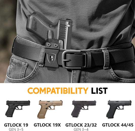 WARRIORLAND IWB Kydex Holster Compatible with Glock 17/19 Gen (3-5) & 23/32 Gen(3-4) & 19X/ 44/45, Inside Waistband Appendix Conceal Carry, with Claw & Adj. Retention & Cant, Right Hand WARRIORLAND