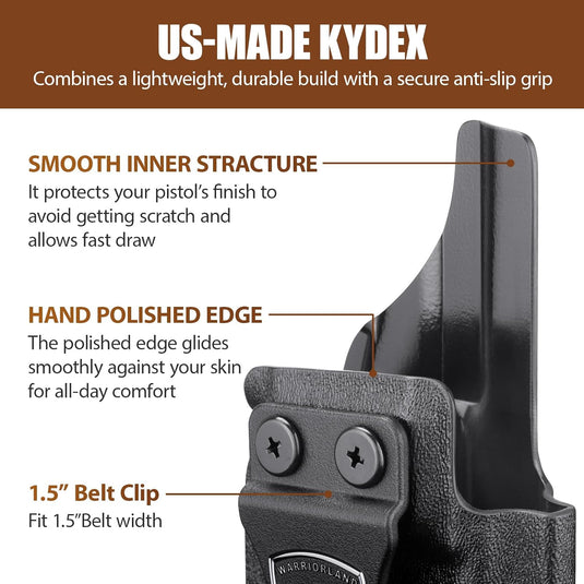 WARRIORLAND Optics Cut Kydex Appendix IWB Holster for Glock 43X MOS/43X/G43, Adjustable Cant & Retention, Right Hand Concealed Carry