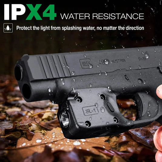 WARRIORLAND Mini Gun Light with Kydex Holster Tailored Made: G48 (Not Fit G48 MOS with Rail) Pistol, 150 Lumens G48 Handgun Light, LED Tactical Flashlight SL-1 Pistol Light WARRIORLAND