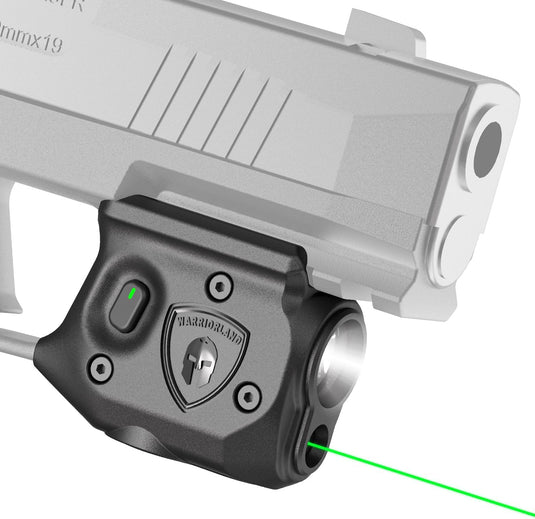 WARRIORLAND Pistol Light Laser Combo Fits Sig Sauer P365 Xmacro, Compact 150-Lumen Trigger & Rail Mounted Tactical Weapon Light, Green Laser & White LED Flashlight, Power Indicator, SLL-109G WARRIORLAND