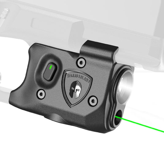 WARRIORLAND Pistol Light Laser Combo Fits Glock 17/19 Gen 3-5, Glock 22/23/31/32 Gen 3-4 & Glock 19X/44/45, Compact 150-Lumen Tactical Weapon Light with Green Laser & White LED Flashlight, SLL-104G WARRIORLAND