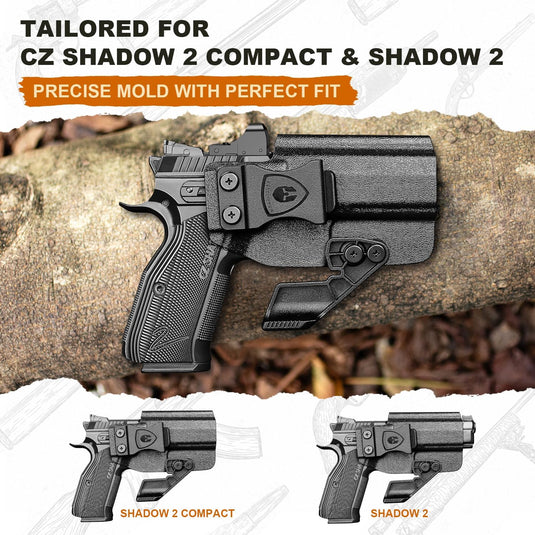 WARRIORLAND IWB Kydex Holster Compatible with CZ Shadow 2 Compact and CZ Shadow 2, Optic Cut & Claw, Inside Waistband Conceal Carry, Adj. Retention & Cant (Right Hand) WARRIORLAND