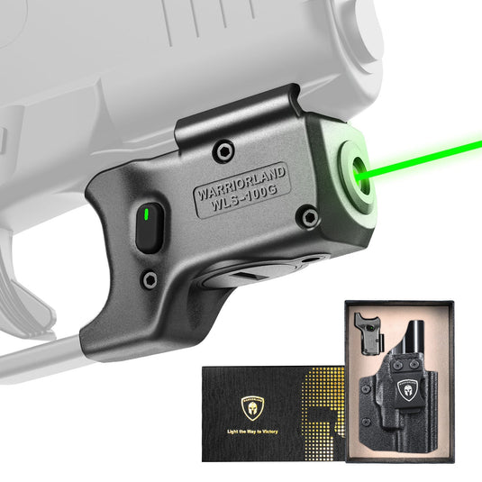 Green Laser Sight Designed to Fit Glock 48 MOS with Holster Combo, Green Beam Sight with Power Indicator, Custom-Made IWB Kydex Holster Right Hand, WLS-100G w/ G48 MOS Holster|WARRIORLAND WARRIORLAND