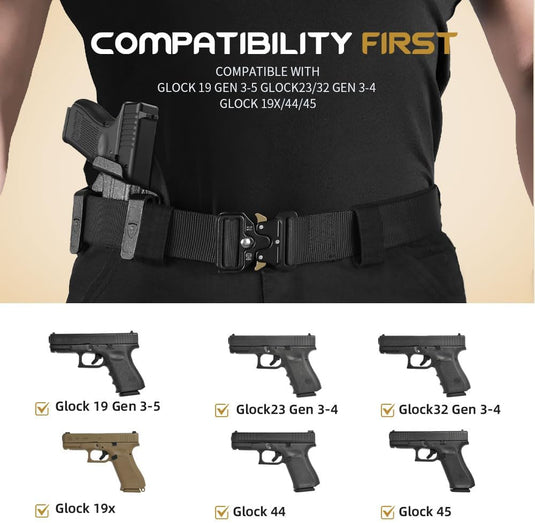 WARRIORLAND Hybrid Kydex & Nylon Holster, Optional for Glock 17/19/26 Gen3-5、Glock 17/19 Gen 4-5 MOS、Glock 21/22/23 gen5、Glock 34/43/43X/43X MOS/48/48 MOS, Optics Cut & Open Muzzle, Concealed Carry Right Hand WARRIORLAND