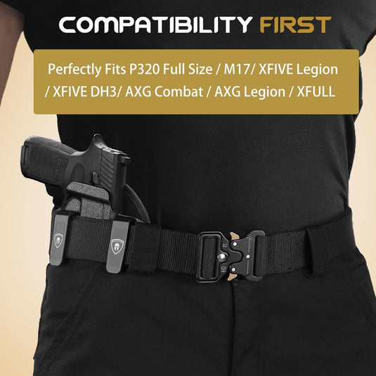 WARRIORLAND Hybrid Kydex & Nylon Holster, Optional for Sig Sauer P320 Full-Size / P320-M17/ P320 XFIVE Legion (P320 x5 Legion)/ P320 XFIVE DH3/ P320 AXG Combat / P320 AXG Legion / P320 XFULL, Optics Cut & Open Muzzle, Concealed Carry Right Hand WARRIORLAND