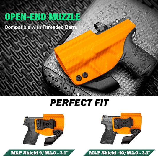 IWB Carbon Fiber Kydex Holster, Fits Smith & Wesson M&P Shield 9mm/.40 M2.0 / M1.0 3.1’’ Barrel Pistol, Optic Ready, Claw Wing Attachment, Right Hand | WARRIORLAND WARRIORLAND