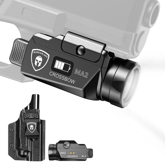 Universal Light with Glock 17/19 KYDEX Holster Combo, 800 Lumens Pistol Light for Glock 19, Magnetic USB Charging Universal Weapon Light-Screen Displays Battery Status, Crossbow MA2|WARRIORLAND WARRIORLAND
