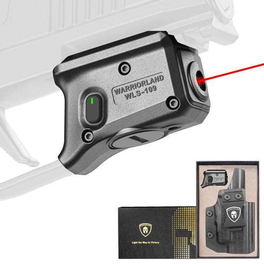 WARRIORLAND Red Laser Sight Fit P365X-Macro with Kydex Holster, First Red Beam Sight with Power Indicator P365 X Macro Laser with IWB Holster Right Hand, WLS- 109 w/ P365X Macro Holster WARRIORLAND