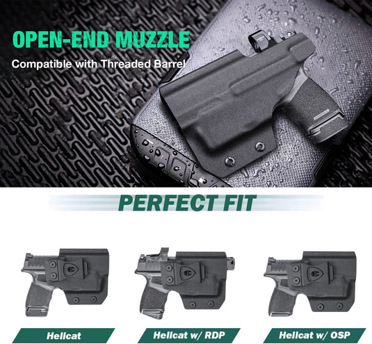 IWB Kydex Holster with Red Dot Cut for Hellcat with TLR6 laser Light, Right/Left Hand | WARRIORLAND