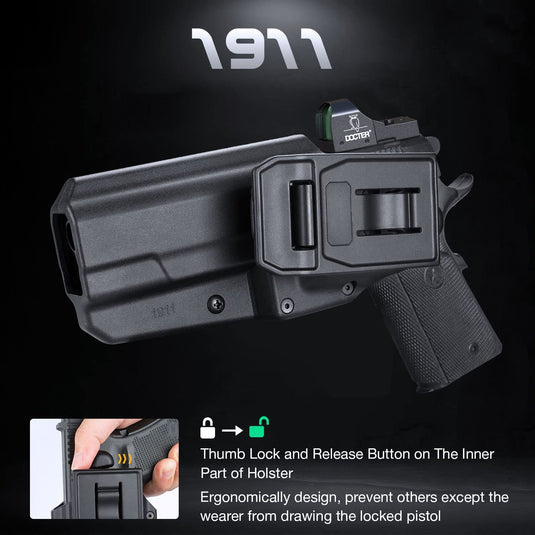 1911 5 Inch No Rail OWB Polymer Holster Thumb Release / Right Hand WARRIORLAND