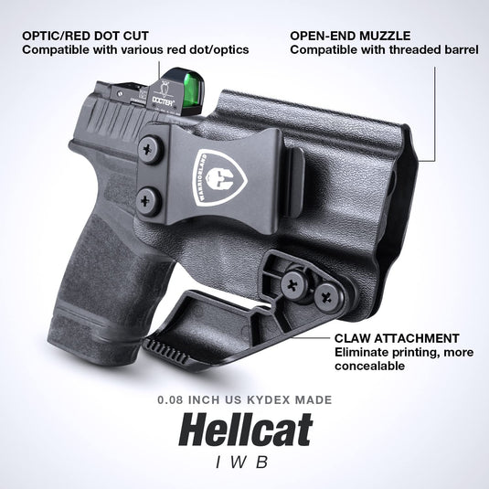IWB Kydex Holsters with 1.75 Inch Steel Clip Red Dot Cut, Fits Springfield hellcat / hellcat RPD/ hellcat OSP, Right Hand | WARRIORLAND WARRIORLAND