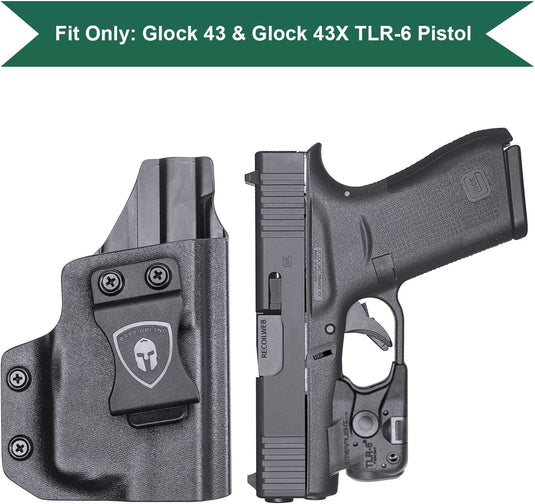 IWB Kydex Holster for Gun and Light Combo - Only Fit Glock 43 43X with TLR-6 Laser Light, Right/Left Hand | WARRIORLAND WARRIORLAND