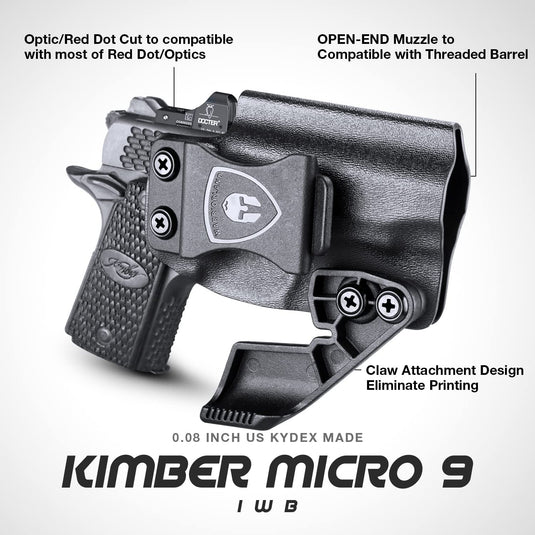 Kimber Micro 9mm IWB Kydex Holster w/ Claw, Optic Cut, Right Hand | WARRIORLAND WARRIORLAND