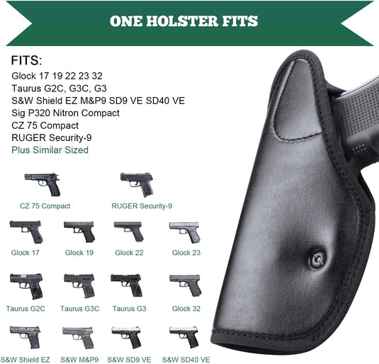 Universal IWB ECO Leather Holster Soft Micro Fiber Lining Material Fit Most Full Size & Compact & Subcompact Handgun, Right Hand | WARRIORLAND WARRIORLAND