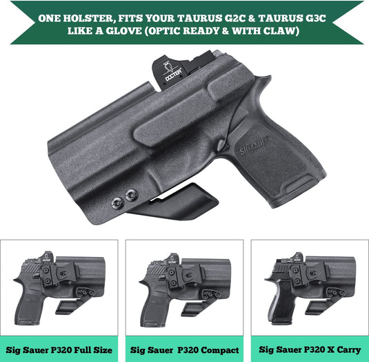 IWB Kydex Holster w/ Claw & Optic Cut - Fit Sig Sauer P320 Full Size / P320 Compact / P320 X Carry, Right Hand | WARRIORLAND WARRIORLAND