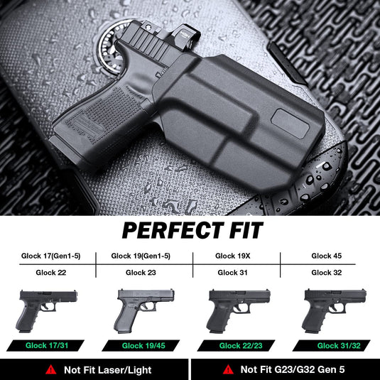 OWB Polymer Holster Thumb Release for Glock 19/19X/26/44/45 Gen(1-5)&Glock 23/32 Gen(3-4), Right Hand | WARRIORLAND WARRIORLAND