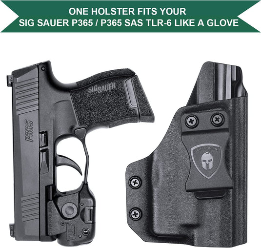 WARRIORLAND IWB Kydex Holsters Compatible with Sig P365/ P365 SAS/ P365XL with TLR-6/6 HL / 6 HL G Pistol, Inside Waistband Concealed Carry, Adj. Cant & Posi-Click Retention, No Scratch WARRIORLAND