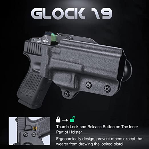 OWB Kydex  Holster Level II Thumb Release Optics Cut for Glock 17/19/19X/44/45 Gen(1 2 3 4 5) & G23/32 Gen(3-4) , Right Hand WARRIORLAND