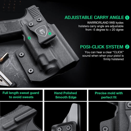 IWB Holster for Glock 17/19/19X/31/32/44/45(Gen 1-5) & 22(Gen 1-4) w/ Streamlight TLR-6 Laser Light, Right/Left Hand | WARRIORLAND WARRIORLAND