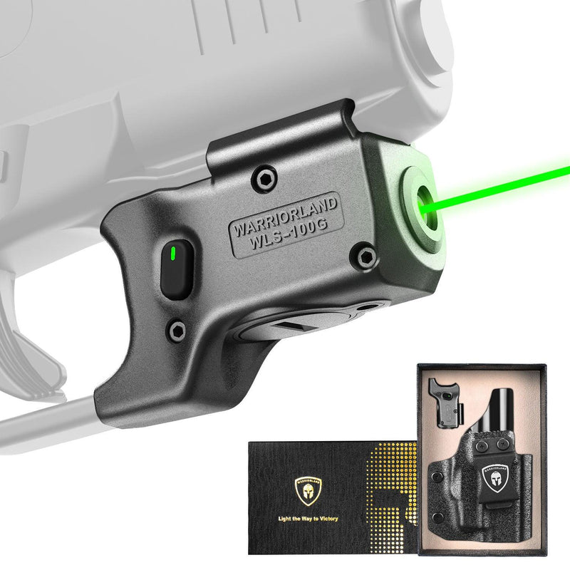 Load image into Gallery viewer, Green Laser Sight Designed to Fit Glock 43X MOS with Holster Combo, Green Beam Sight with Power Indicator, Custom-Made IWB Kydex Right Hand Holster, WLS-100G w/ G43X MOS Holster|WARRIORLAND
