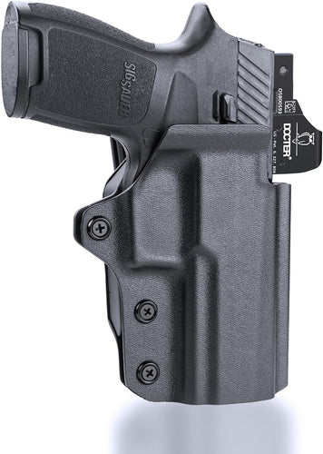 WARRIORLAND OWB KYDEX Holster Thumb Release & Optics Cut Fit: Sig P320 Compact M18 / P320 Full Size M17 / P320-XFIVE Legion, Outside Waistband 360 Degree Adj. Fits 1.5