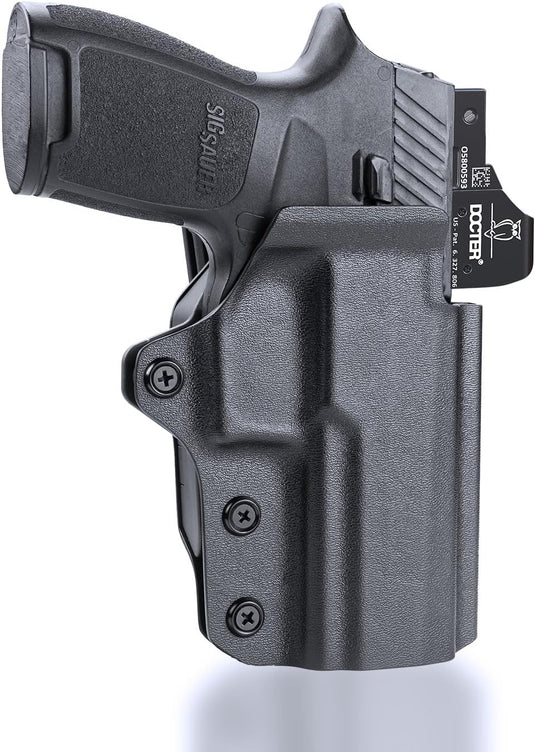 WARRIORLAND OWB KYDEX Holster Thumb Release & Optics Cut Fit: Sig P320 Compact M18 / P320 Full Size M17 / P320-XFIVE Legion, Outside Waistband 360 Degree Adj. Fits 1.5