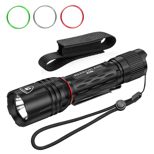 1600 Lumen Tactical Flashlight, Compact Handheld Flashlight with Max Beam Distance 473 Meters, IP68, EDC Flashlight with Rechargeable Battery, Outdoor, Camping and Emergency|WARRIORLAND WARRIORLAND