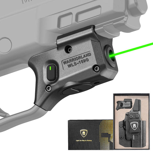 WARRIORLAND Green Laser Sight Fit M&P 9mm / 380 Shield EZ with Kydex Holster, First Green Beam Sight with Power Indicator, M&P 9mm Shield EZ Laser with IWB Holster, WLS-159G w/MP Shield 9 EZ Holster