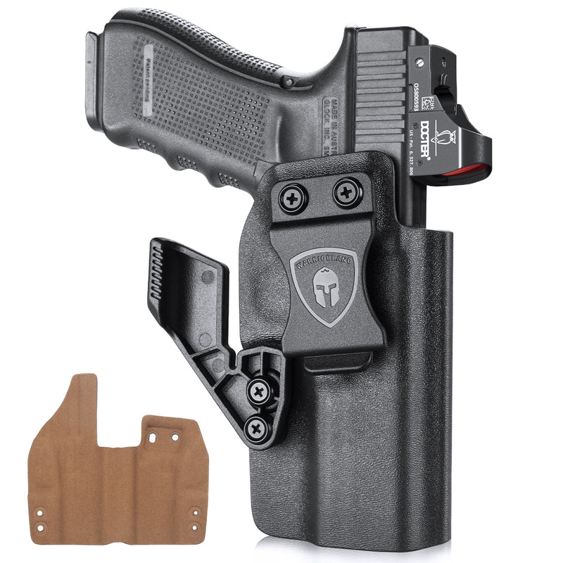 Load image into Gallery viewer, Glock 19/19X/44/45Gen(1-5)&amp;G23/32 Gen(3-4) - Leather Lined Kydex Hybrid IWB Holster, Inside Waistband carry Right Hand | WARRIORLAND
