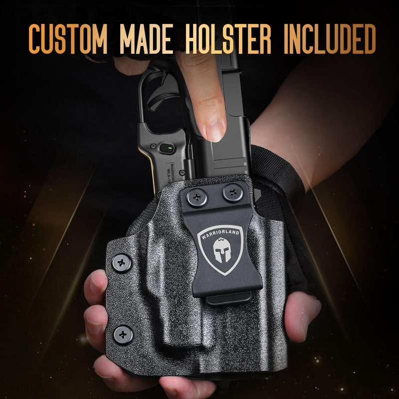 Load image into Gallery viewer, Green Laser Sight Designed to Fit Glock 43X MOS with Holster Combo, Green Beam Sight with Power Indicator, Custom-Made IWB Kydex Right Hand Holster, WLS-100G w/ G43X MOS Holster|WARRIORLAND
