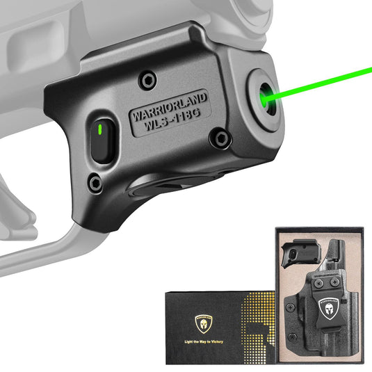 WARRIORLAND Green Laser Sight Fit Springfield Hellcat with Kydex Holster, First Green Beam Sight with Power Indicator, Hellcat Laser with IWB Holster Right Hand, WLS-118G w/Hellcat Holster