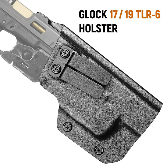 IWB Kydex Holster for Glock 19 with TLR8/ TLR8A, Fit Glock 17/19 Gen 3-5, 23/32 Gen 3-4 & 19X/ 44/45, Inside Waistband Conceal Carry, Optic Cut, Adj. Cant & Retention, Right Hand