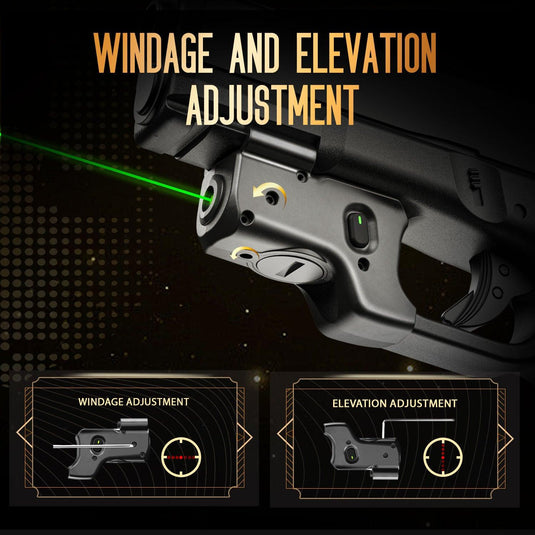 Green Laser Sight Tailored Fit Glock 17/19/19X/23/31/32/44/45, Ultra Compact G19 Beam Sight, Gun Sight with Ambidextrous On/Off Switch & Power Indicator|WARRIORLAND