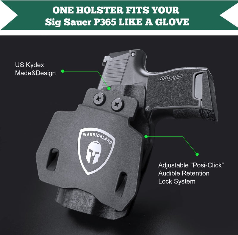 Load image into Gallery viewer, P365 OWB Kydex Holster Fit: Sig P365 / P365 SAS / P365X / P365 XL Pistol, Right Hand | WARRIORLAND
