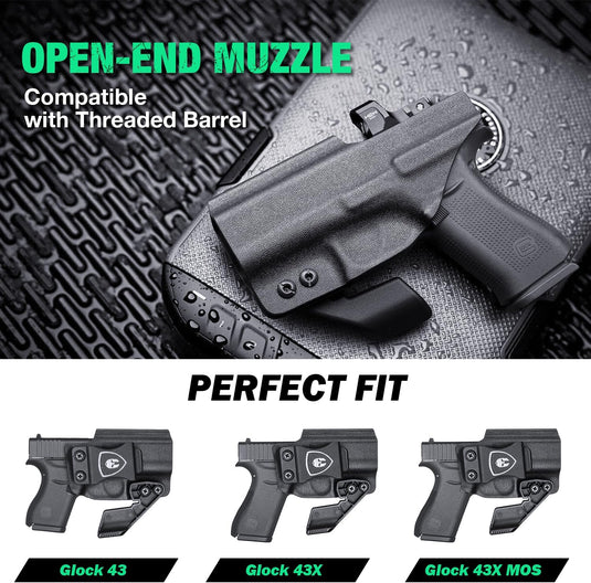 IWB Kydex Holster Fit Glock 43 / Glock 43X / Glock 43X MOS Pistol, Claw & Optic Cut, Conceal Carry for Fat Guys, Right Hand | WARRIORLAND