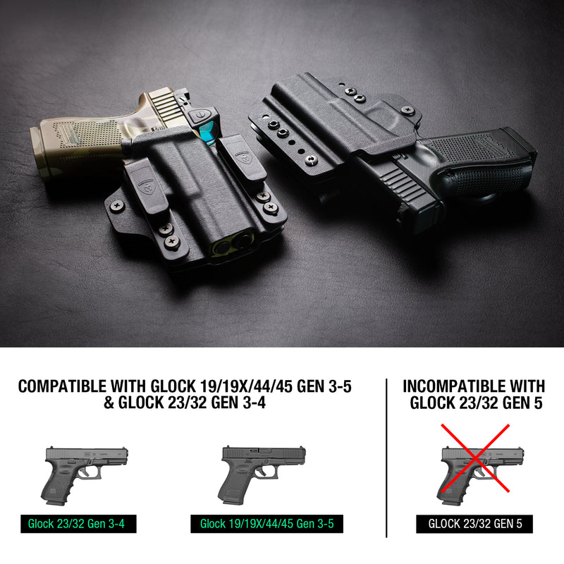 Load image into Gallery viewer, Glock 19 IWB &amp; OWB Convertible Holster, Fit Glock 19/19X/26/44/45 Gen 3-5 &amp; Glock 23/32 Gen 3-4| Warriorland
