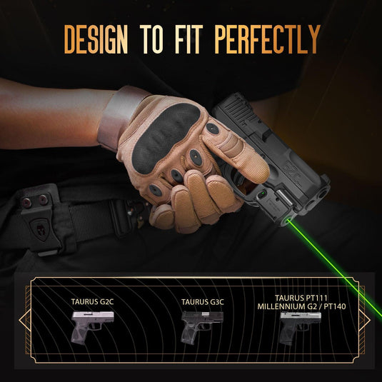 WARRIORLAND Green Laser Sight Tailored Fit Taurus G2C / Taurus G3C / Millennium G2 PT111 & PT140, Ultra Compact G2C Beam Sight, Gun Sight with Ambidextrous On/Off Switch & Power Indicator, WLS-101G