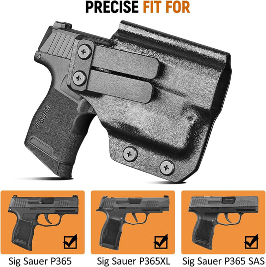 IWB Kydex Holster for P365 with TLR6, Fit Sig Sauer P365/ P365 SAS/ P365XL, Inside Waistband Conceal Carry, Optic Cut, Adj. Cant & Retention, Right Hand