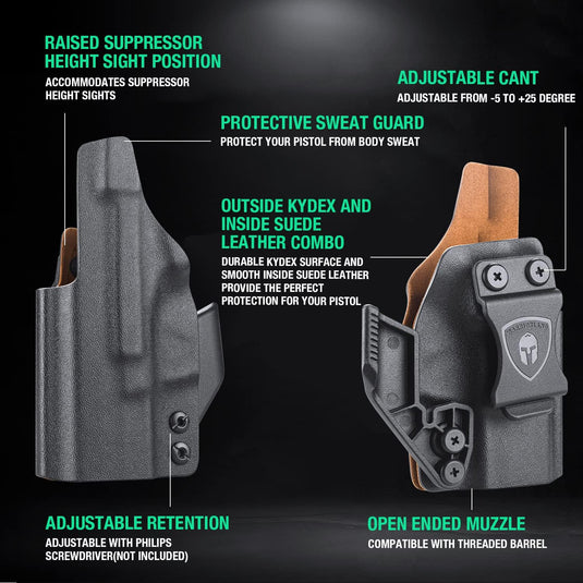 Sig Sauer P365/P365SAS/P365X(Not Fit XMacro) IWB Hybrid Holster, Kydex with Leather Lined, Optic Cut, Right Hand | WARRIORLAND